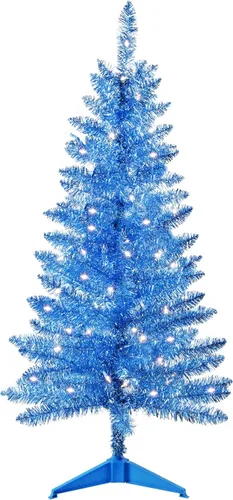 Vista 14 de Liguanow Árbol de Navidad artificial de 4 pies completamente negro con luces separadas, no preiluminado, mini árbol de Navidad de oropel negro, 50