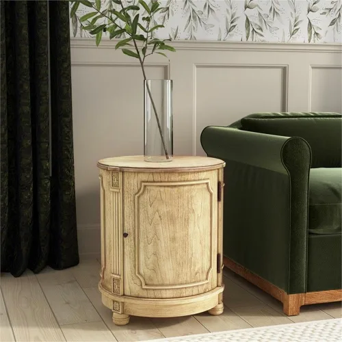 Vista 2 de Butler Specialty Company Thurmond Drum - Mesa auxiliar de tambor de 20" W, color beige