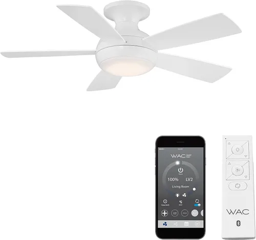 Vista 15 de WAC Lighting F-034L-BN Odyssey - Ventilador de techo Hugger de 44 pulgadas con luces LED y control remoto, níquel cepillado