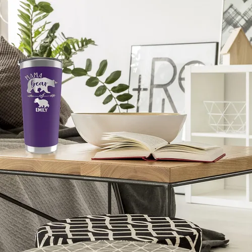 Vista 6 de Vaso personalizado con nombres grabados de hasta 6 cachorros, 5 fuentes, 13 colores, regalos para mamá de parte de su hija o hijo