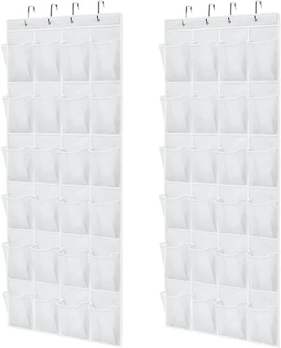 Vista 23 de Gorilla Grip - Zapatero para colgar en la puerta, 24 bolsillos de malla para sostener hasta 40 libras, organizador para parte trasera del armario