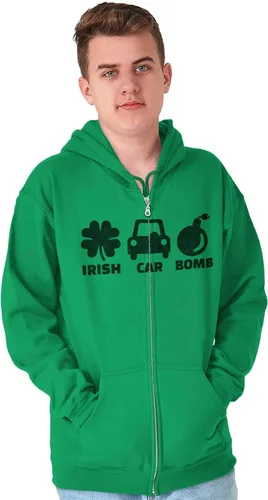 Vista 4 de Irish Car Bomb Drunk St Patrick's Day Zip Up Hoodie Mens Womens