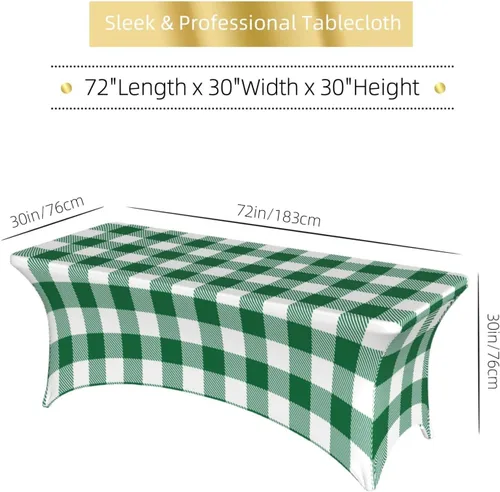 Vista 5 de Buffalo - Mantel rectangular ajustable a cuadros verde y blanco de 6 pies para fiestas, banquetes, festivales, bodas