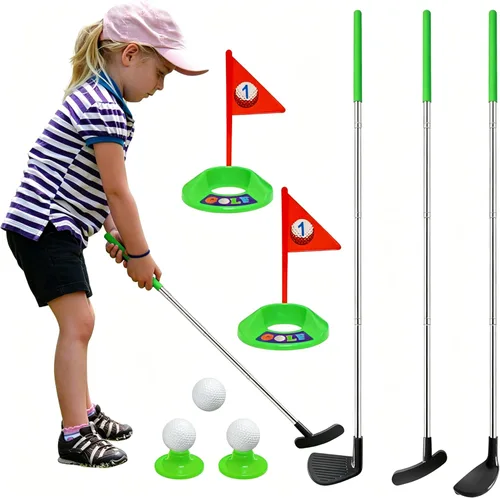 Vista 9 de Juego de palos de golf para niños pequeños, palos de golf retráctiles con tapete de putting para niños de 2, 3, 4, 5 (mano derecha), juego