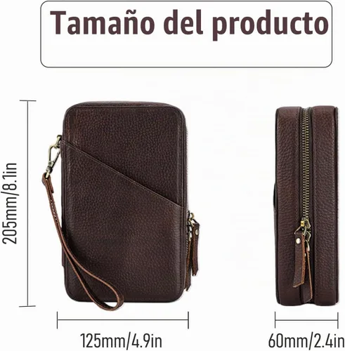 Vista 3 de Acidea Caja de almacenamiento de accesorios electrónicos de cuero de grano completo, bolsa organizadora de cables de viaje, estuche enrollable