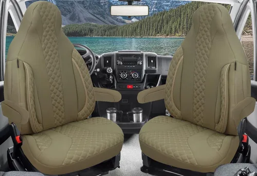 Vista 10 de BREMER SITZBEZÜGE Measure Pilot Seat Covers Compatible with Motorhome Ducato Weinsberg Adria Dethleffs Accessories,Set of 2 Protective Covers Black