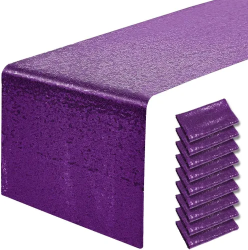 Vista 49 de Pufogu - Camino de mesa de lentejuelas brillantes de 12 x 72 pulgadas para fiestas de cumpleaños, decoración de bodas, despedidas de soltera