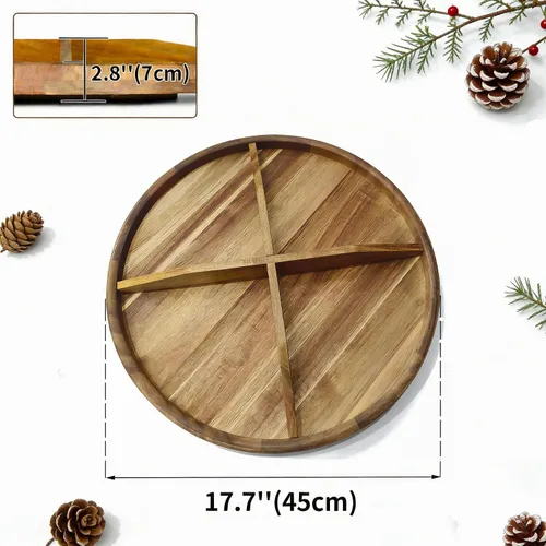 Vista 5 de Utoplike Gran acacia Lazy Susan para mesa, bandeja redonda giratoria para servir, tabla de charcutería de madera de 17.7 pulgadas con borde elevado