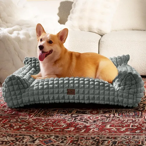 Vista 12 de Sofá cama para gatos con piel sintética de conejo esponjosa para Gris