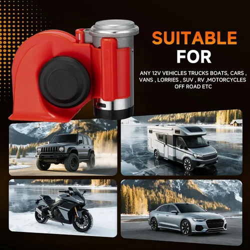 Vista 8 de Bocinas de tren para camión, BANHAO bocina de aire para motocicleta, kit universal de 12V súper fuerte para tren, carro y pickup