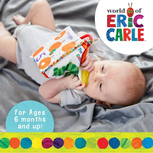 Vista 6 de Let's Count Soft Book – Libro sensorial suave de World of Eric Carle the Very Hungry Caterpillar Baby on the Go Clip de dentición arrugado suave