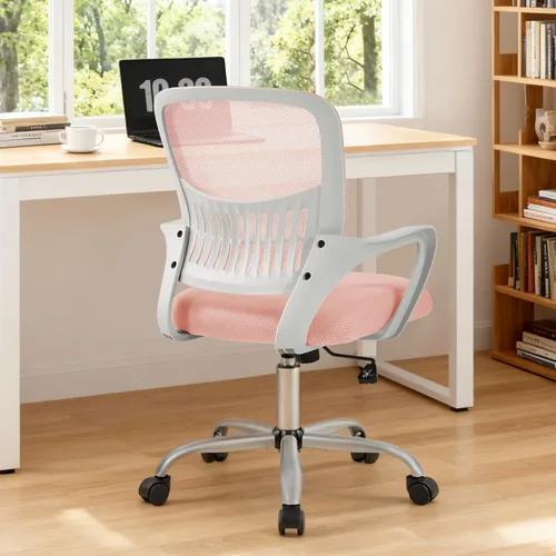 Vista 19 de Sweetcrispy Silla ejecutiva de gestión de oficina en casa, silla ergonómica de malla ajustable giratoria de escritorio para computadora con soporte