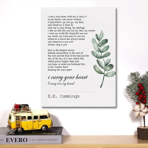 Vista 5 de Lienzo inspirador para pared, con frase motivacional I Carry Your Heart, pintura impresa en lienzo para oficina, hogar, decoración de pared