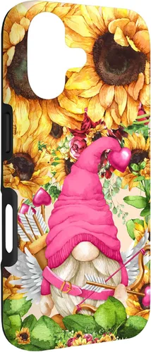 Vista 3 de Valentines Gnome in Cupid Costume for Women with Sunflower Case for iPhone 17