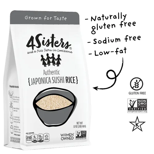 Vista 3 de 4Sisters - Auténtico arroz japonés de sushi de grano corto - Cultivado de forma sostenible - Propiedad de mujeres - De la granja a la mesa - 2 libras