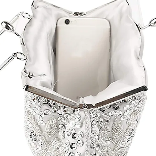 Vista 3 de Bolso de noche para mujer bolso de mano grande bolso de mano para mujer bolso de fiesta boda bolso para mujer negro M