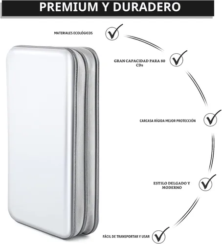 Vista 3 de Funda para CD, capacidad 80, con función atril, para almacenamiento de DVD, VCD y Blu-ray (Blanco)