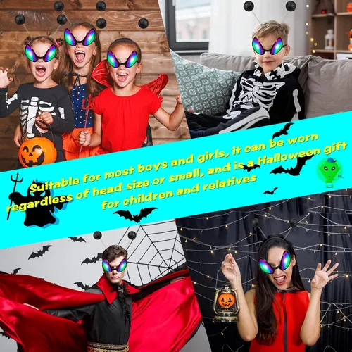 Vista 7 de Diadema de alienígena y gafas, diadema de antena marciana alienígena, accesorio de recuerdo de fiesta para adultos y niños