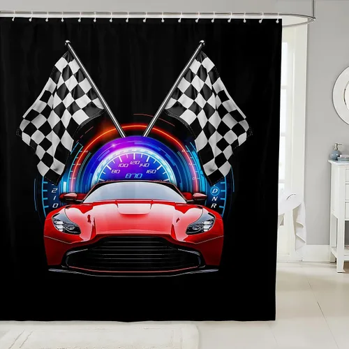 Vista 7 de Erosebridal Construction Truck Shower Curtain 72" Wx72 L Excavator Waterproof Bathroom Accessories Navy Blue Tractor Machinery Vehicle Bath Curtain