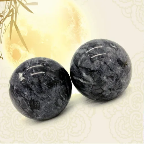 Vista 4 de Bolas de Baoding de mármol natural de 1.4 pulgadas, bolas de salud de masaje chino para terapia de ejercicio de mano y alivio del estrés
