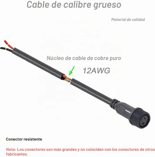 Vista 3 de Conector LED impermeable de 2 pines con conector macho hembra de 2 cables pesados, con cable de extensión pesado de 12 AWG de 25CM IP68, para barco