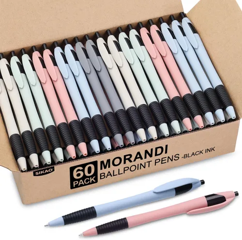 Vista 12 de Bolígrafos A Granel, Paquete de 60 Bolígrafos de Punta Esférica Negros con Agarre Slimster, Tinta Negra 1.0mm Punta Media Escritura Suave
