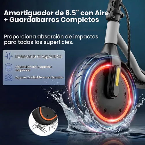 Vista 5 de Scooter eléctrico - Scooter eléctrico para adultos y adolescentes Negro - Rojo