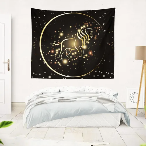 Vista 5 de Berkin Arts Tapiz decorativo para colgar en la pared, tela de poliéster de alta calidad, arte espacial, fondo de tela dorada galáctica ornamentada