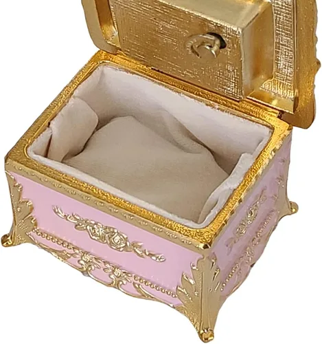 Vista 6 de Espléndida caja de música floral/caja de joyería en forma rectangular jugando canon