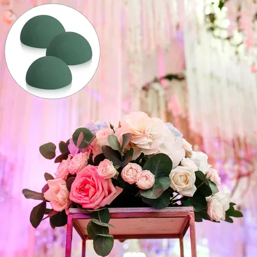Vista 4 de Shihanee 12 bolas redondas de espuma floral en bloque de espuma floral húmedo y seco, bolas de espuma de flores verdes para flores artificiales