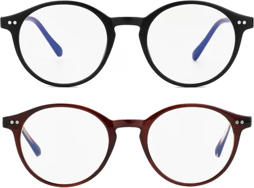 Vista 19 de Gleyemor Blue Light Glasses for Men Women, Vintage Round Frame Eyeglasses Leopardo