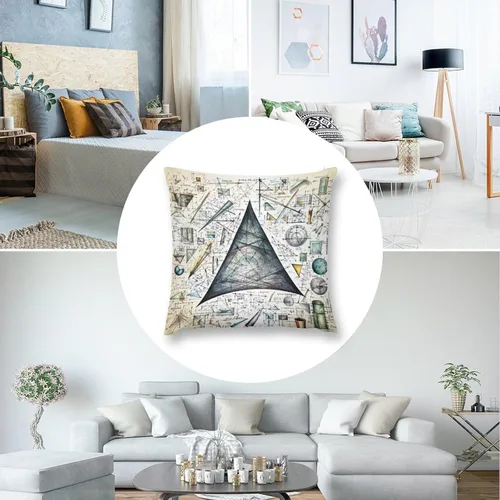 Vista 5 de Fundas de almohada, texto matemático y ecuaciones, formas geométricas, fundas de almohada matemáticas, geometría, fórmulas científicas