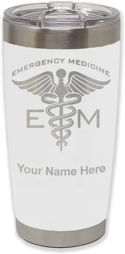 Vista 33 de LaserGram Vaso aislado al vacío de 20 onzas, medicina de emergencia, grabado personalizado incluido (gris) Engraved Gift for Doctors, Vacuum