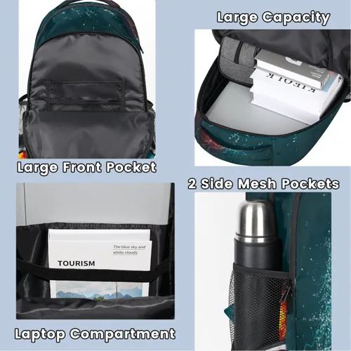 Vista 4 de Mochila personalizada con nombre para niños, adolescentes, deportes, béisbol, mochila personalizada de 16 pulgadas para niños, Fútbol americano