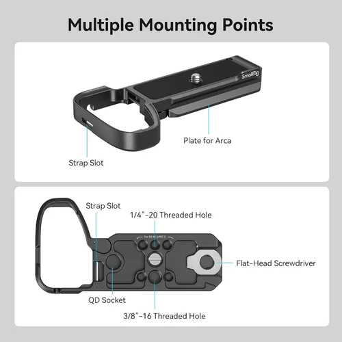 Vista 2 de SmallRig Placa base para Sony Alpha 6700, placa de montaje inferior incorporada de liberación rápida para Arca, compatible con cambio rápido entre