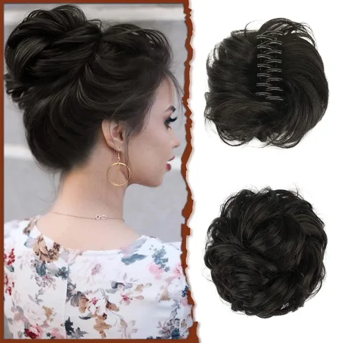 Vista 23 de SOFEIYAN Pinza de Gancho Extension de Cabello con Forma de Moño Desordenado, Cabello Ondulado y Rizado, Pinza de Gancho, Chignon, Cola de Caballo