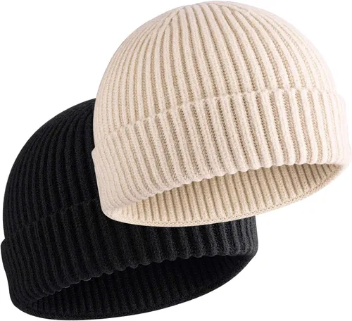 Vista 12 de vidsel Gorro Corto de Pescador para Hombres y Mujeres, Gorro de Lana Tejida con Puño Estilo Moderno de Arrastrero, Gorros Cálidos de Invierno