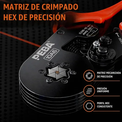 Vista 4 de PEBA Kit de herramientas de prensado de virola, virolas de alambre con virolas gemelas, AWG 28-7 21 Sizes Insulated Ferrules, Hex Ratchet Crimper