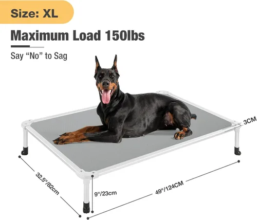 Vista 18 de Veehoo Cama elevada para perros a prueba de mordidas - Cuna elevada refrescante para mascotas - Marco de aluminio plateado y tela de malla