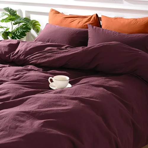Vista 275 de NEXHOME PRO Funda de edredón Twin XL 100% algodón lavado, transpirable, duradera, texturizada, similar al lino, juego de ropa de cama para el hogar