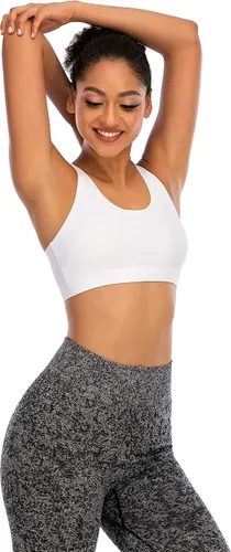 Vista 7 de RUNNING GIRL - Brasier deportivo con tirantes cruzados a la espalda soporte medio ideal para yoga con copas extraíbles