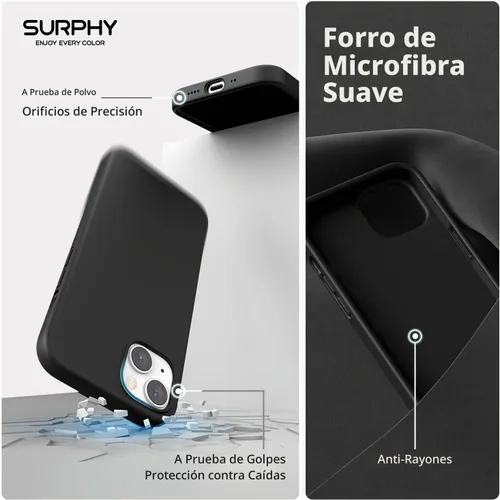 Vista 5 de SURPHY Funda magnética diseñada para iPhone 13 Mini, compatible con MagSafe (versión 2021 de 5.4 pulgadas), funda de silicona líquida con forro