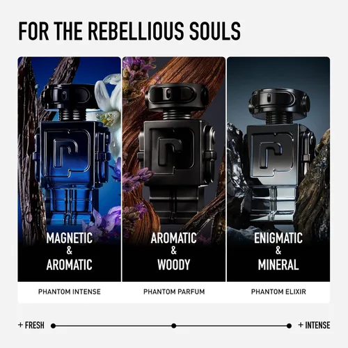 Vista 4 de Rabanne Phantom Parfum para hombres – Perfume aromático de ámbar amaderado con lavanda, vainilla y vetiver – Spray de fragancia recargable de larga