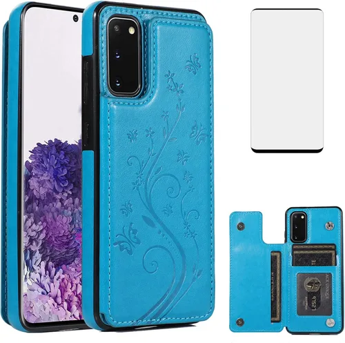 Vista 12 de Funda de teléfono para Samsung Galaxy S20 Glaxay S 20 5G de 6.2 pulgadas con protector de pantalla de vidrio templado y tarjetero con soporte