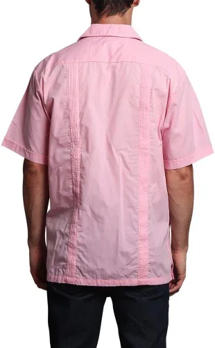 Vista 4 de G-style EE. UU. Remera playera mangas cortas de guayabera cubana para hombres