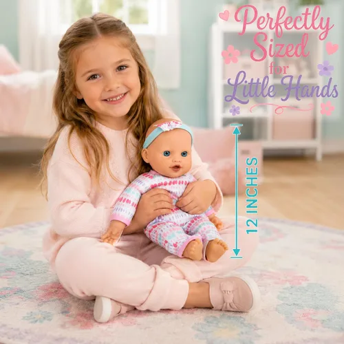 Vista 5 de Muñeca de bebé de cuerpo suave con ropa en mochila para llevar, muñeca de bebé infantil de 12 pulgadas con accesorios para niños pequeños y niños