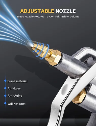 Vista 10 de Pistola de aire de alto volumen con potente boquilla Venturi y 2 extensiones de acero