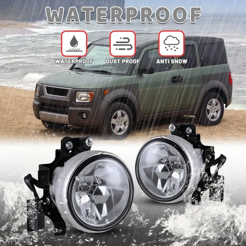Vista 5 de Luces antiniebla para 2003 2004 2005 2006 Honda Element Lámparas Asambleas Conductor Pasajero Reemplazo con Kit de Cableado 1 Par