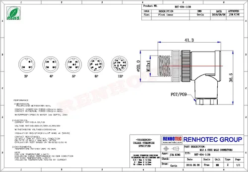 Vista 9 de M12 Conector de código macho A de 5 pines, sensor de ángulo recto, enchufe de aviación, conector circular industrial con terminación de tornillo
