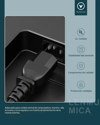 Vista 6 de Cable de alimentación de TV de 3 clavijas para Samsung, LG, Vizio LCD LED de plasma TVs de repuesto de cable de CA de 6 pies